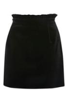 Topshop Velvet Frill Waist Mini Skirt