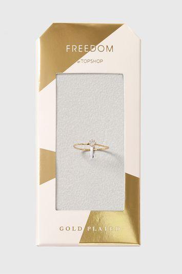 Topshop Gold Plated Twisted Cubic Zicornia Ring