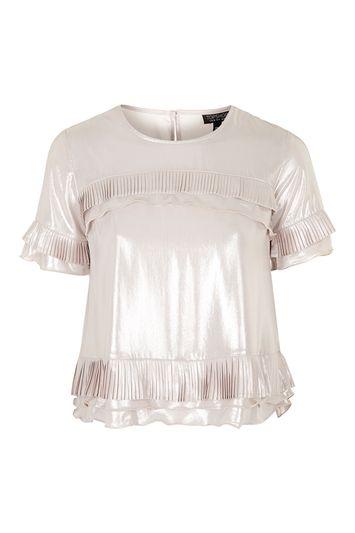 Topshop Pleat Detailed Metallic Tee
