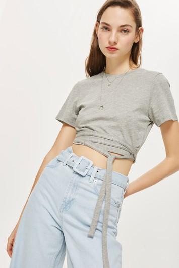 Topshop Tie Crop T-shirt
