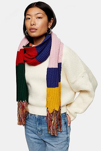 Topshop Multicoloured Ribbed Scarf