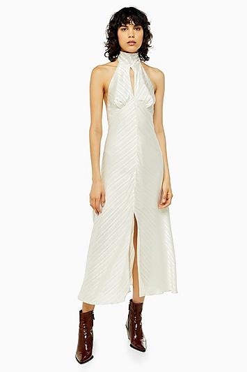 Topshop Burnout Halter Neck Dress