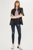 Topshop Moto Blue Black Thigh Ripped Jeans