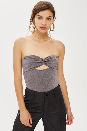 Topshop Metallic Twist Bandeau Body