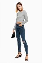 Topshop Grey Cast Ripped Jamie Jeans