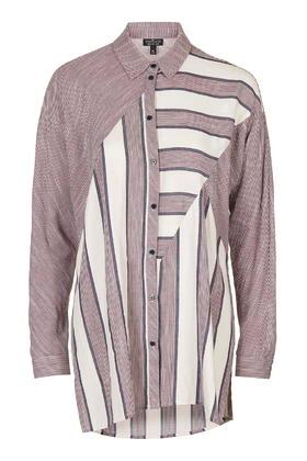 Topshop Tall Mix Stripe Oversized Shirt