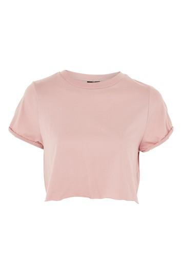 Topshop Petite Cropped Roll Back T-shirt