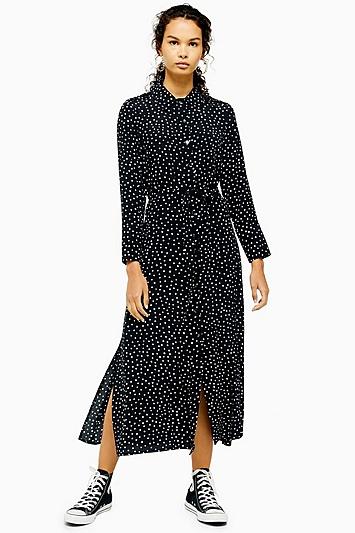 Topshop Spotty Open Back Shirt Dress