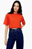 Topshop Red Washed Cropped T-shirt