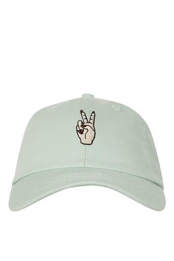 Topshop Peace Embroidered Washed Cap