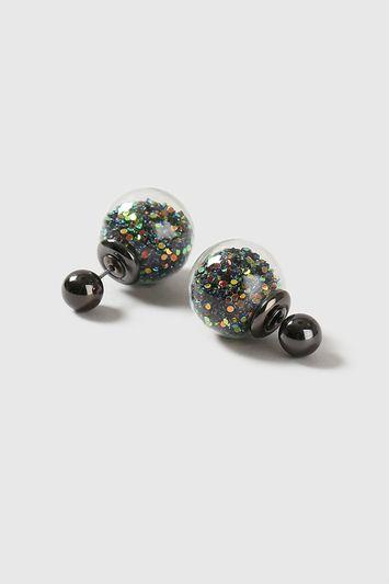 Topshop Glitter Shaker Ball Front And Back Earrings