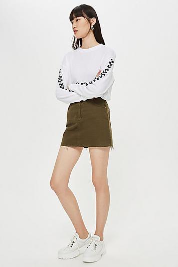 Topshop Khaki Denim Skirt