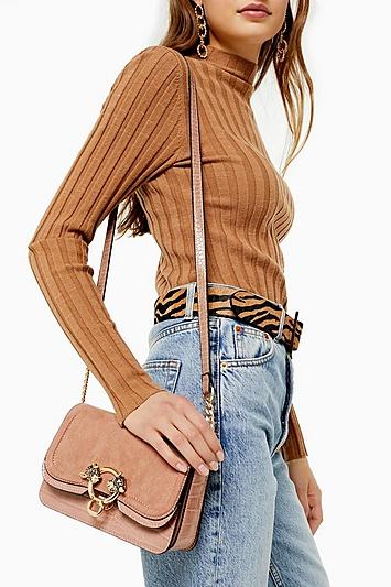 Topshop Double Nude Panther Cross Body Bag