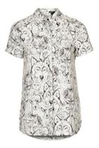 Topshop Petite Wolf Print Shirt