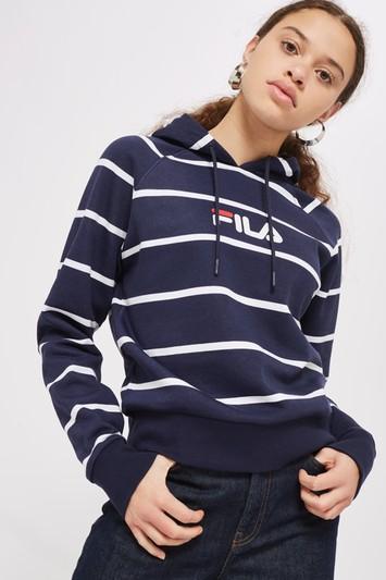 Topshop Striped Raglan Hoodie By Fila