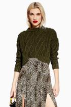 Topshop Petite Cropped Cable Knitted Jumper