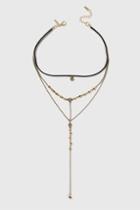 Topshop Drop Stone Choker Multi Row Necklace