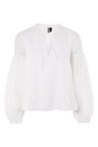 Topshop Lace Balloon Sleeve Smock Blouse