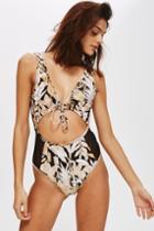 Topshop *tropical Punch Swimsuit By Mink Pink