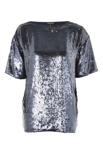 Topshop Oversized Sequin T-shirt
