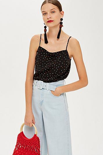 Topshop Petite Spot Square Neck Cami