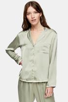 Topshop Sage Hammered Satin Pyjama Shirt