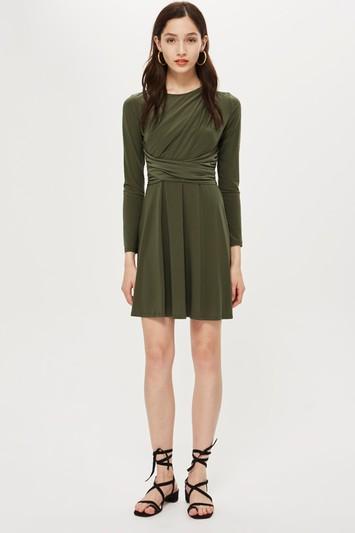 Topshop Belted Drape Mini Dress
