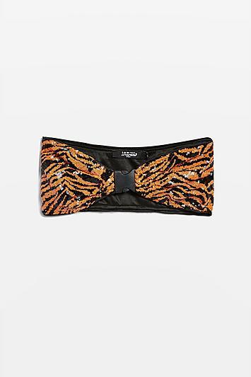 Topshop *orange Tiger Bandeau Crop Top By Jaded London