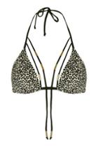Topshop Leopard Gold Trim Bikini Top
