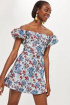 Topshop Metallic Floral Jacquard Mini Dress