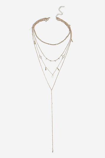 Topshop *shell Charm Multirow Y Neck