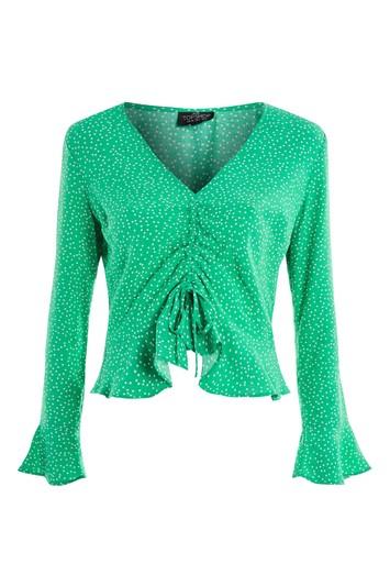 Topshop Petite Spot Ruby Ruched Top