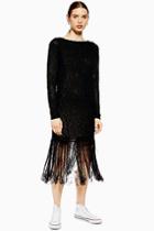 Topshop *fringe Knit Tunic Dress By Boutique