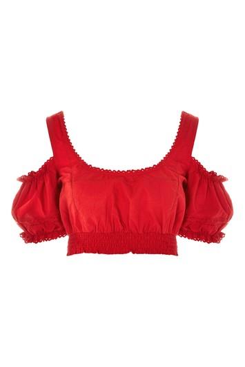 Topshop Poplin Trim Gypsy Crop Top