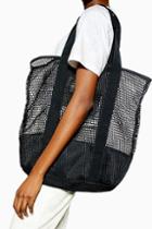 Topshop Miami Black Mesh Tote Bag