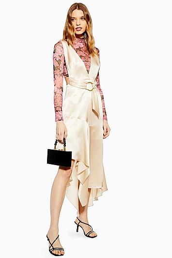Topshop Plain Scarf Pinafore Dress