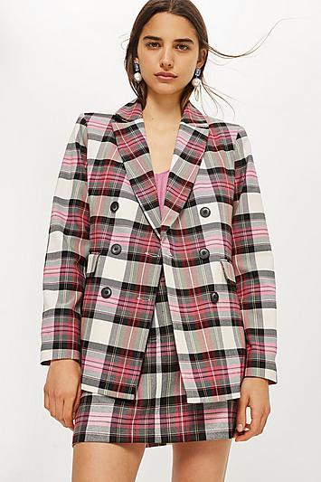 Topshop Pink Tartan Jacket