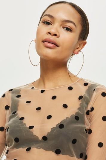 Topshop Spotted Mesh Top