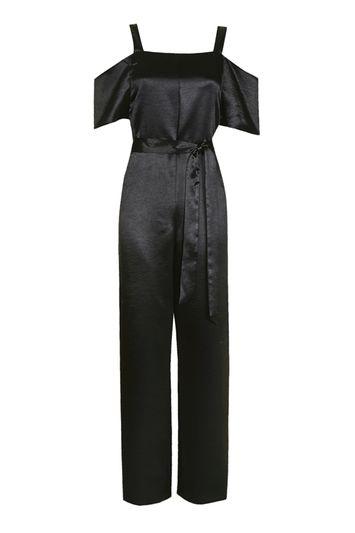 Topshop Satin Cold Shoulder Jumpsuit