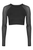 Topshop Mesh Detailed Long Sleeve Crop By Ivy Park