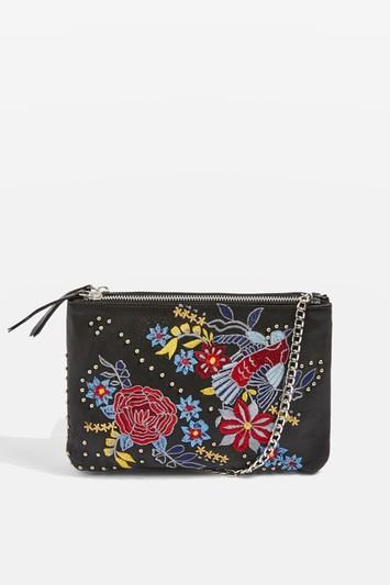 Topshop Ester Leather Floral Cross Body Bag