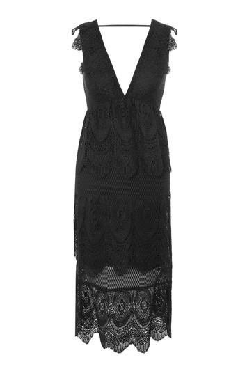 Topshop Tall Plunge Lace Layered Shift Dress