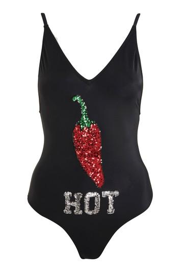 Topshop Hot Chilli Sequin Embellished Swimsuit