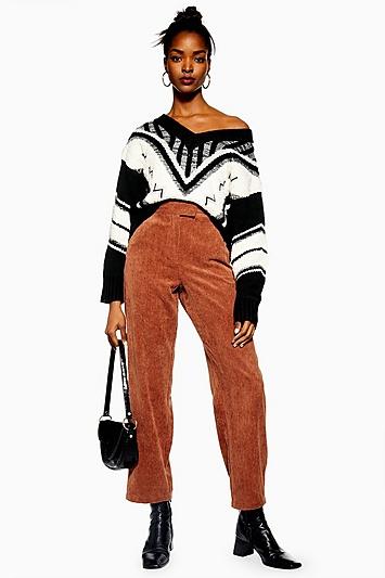 Topshop Straight Leg Corduroy Trousers