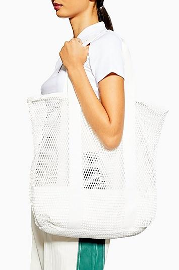 Topshop Miami White Mesh Tote Bag