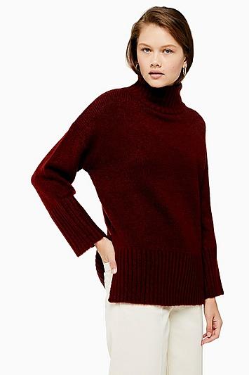 Topshop Tall Knitted Super Soft Funnel Neck Jumper