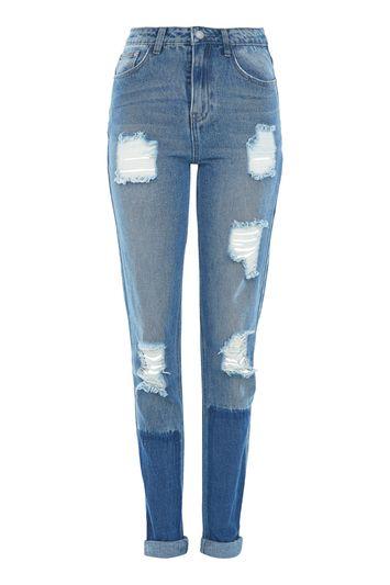 Topshop *patchwork Denim Jeans By Glamorous