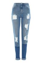 Topshop *patchwork Denim Jeans By Glamorous