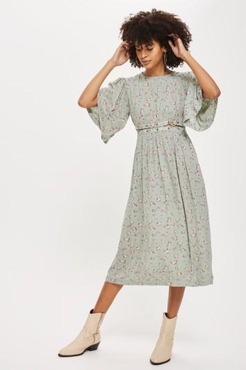 Topshop Ditsy Lattice Smock Dress