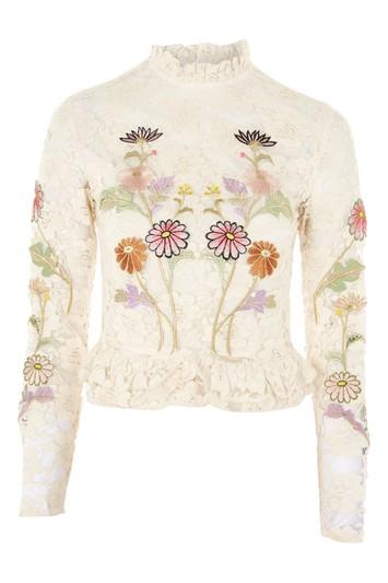Topshop Lace Embroidered Peplum Top